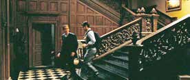 Nicolas Cage and Justin Bartha on the Greystone staircase in National Treasure: Book of Secrets