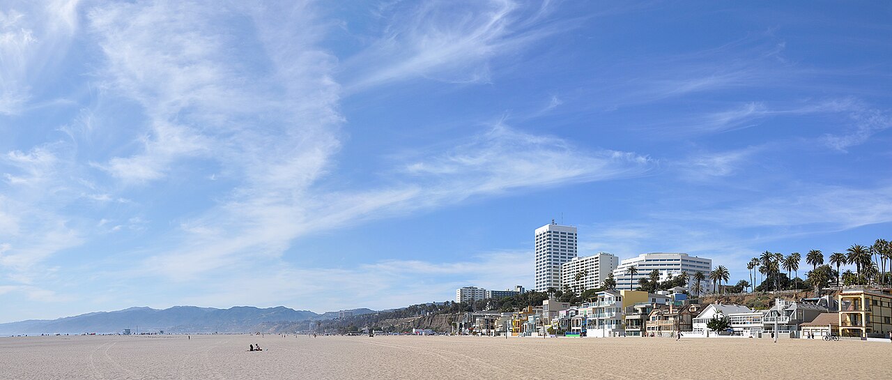 Santa Monica beach and the coastal skyline